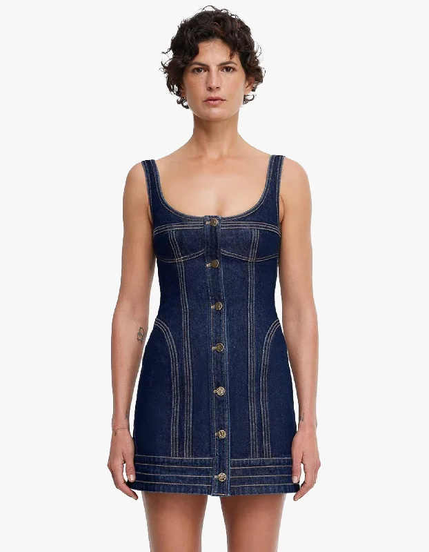 Denim Casual Mini Dresses-Valleybrook Mini Dress - Dark Indigo