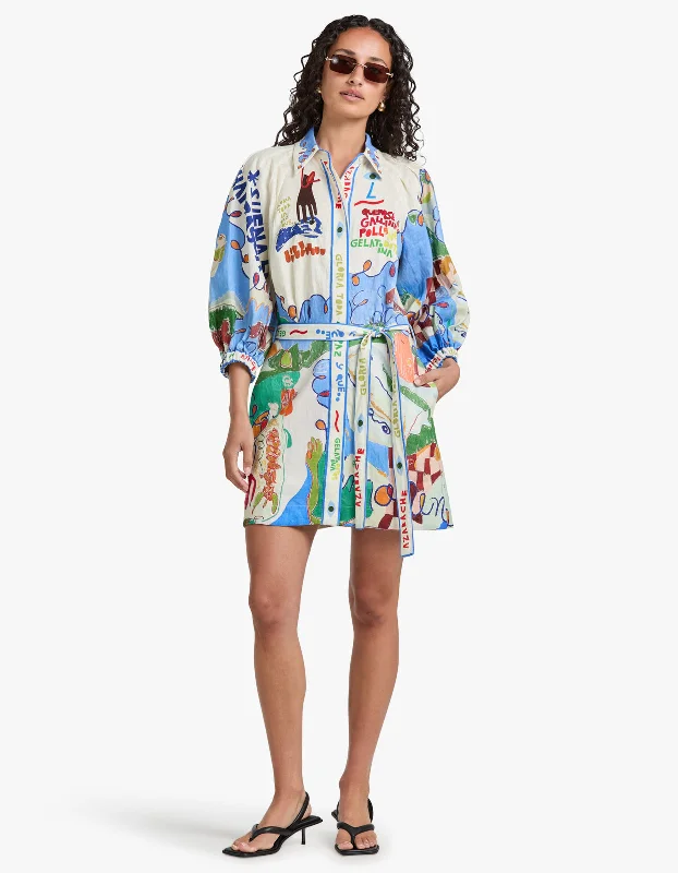 Denim Mini Dresses-Nadia Mini Shirt Dress - Multi