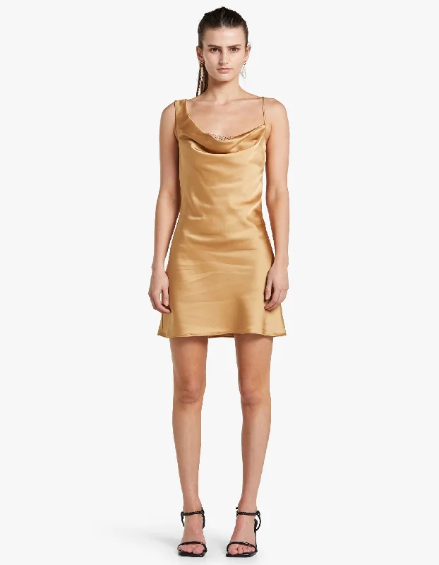 Chiffon Party Mini Dresses-Elodie Mini Dress - Gold