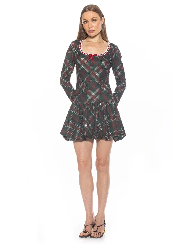 Casual Cotton Mini Dresses-Rach Plaid Dress