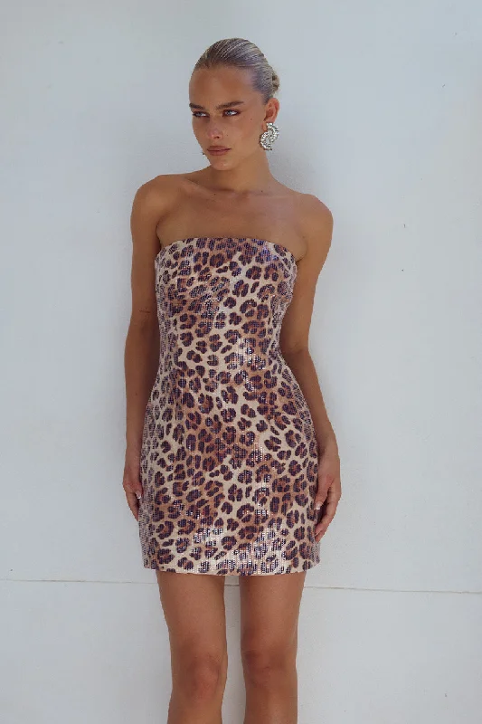 Trendy Work Mini Dresses-IBIZA MINI DRESS - LEOPARD PRINT