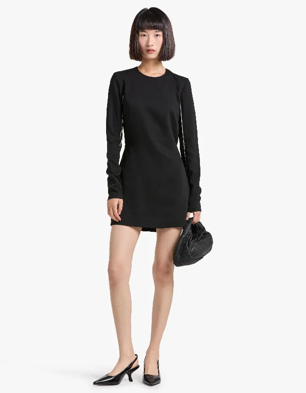 Black Work Mini Dresses-Raw Edge Mini Dress - Black