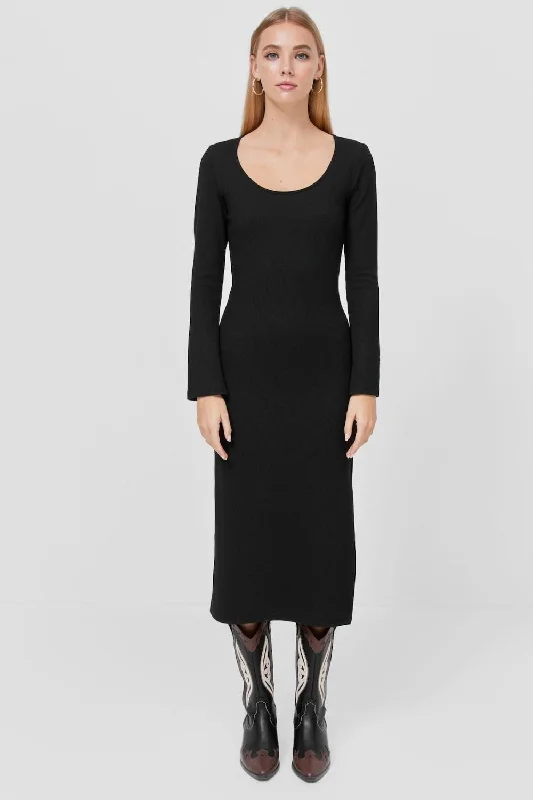 V Neck Casual Midi Dresses-Tricot Midi-Jurk Dress