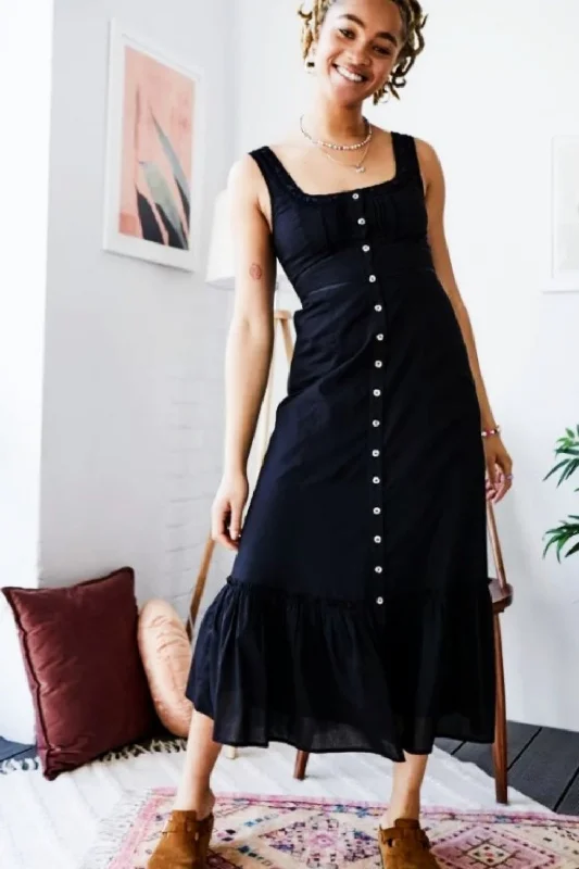 Vintage Midi Dresses-Black Jessie Midi Sun Dress