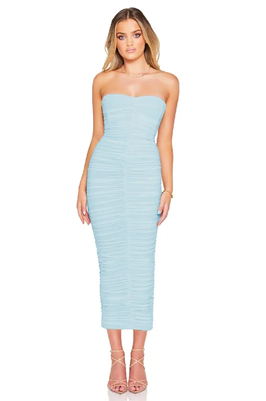 Chiffon Club Midi Dresses-Nookie Zen Midi Dress - Light Blue