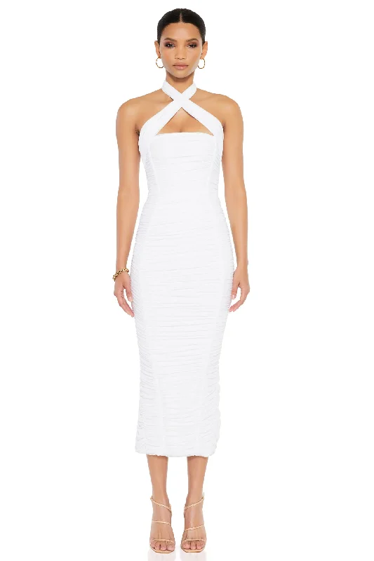 Date Midi Dresses-Nookie Monroe Midi Dress - White