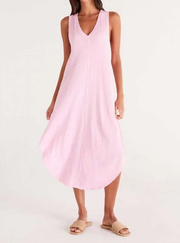 Designer Elegant Midi Dresses-Reverie Midi Dress In Pink