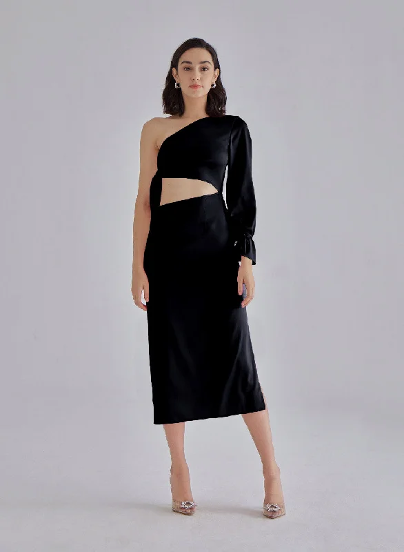 Cheap Casual Midi Dresses-Black Palace Midi Dress