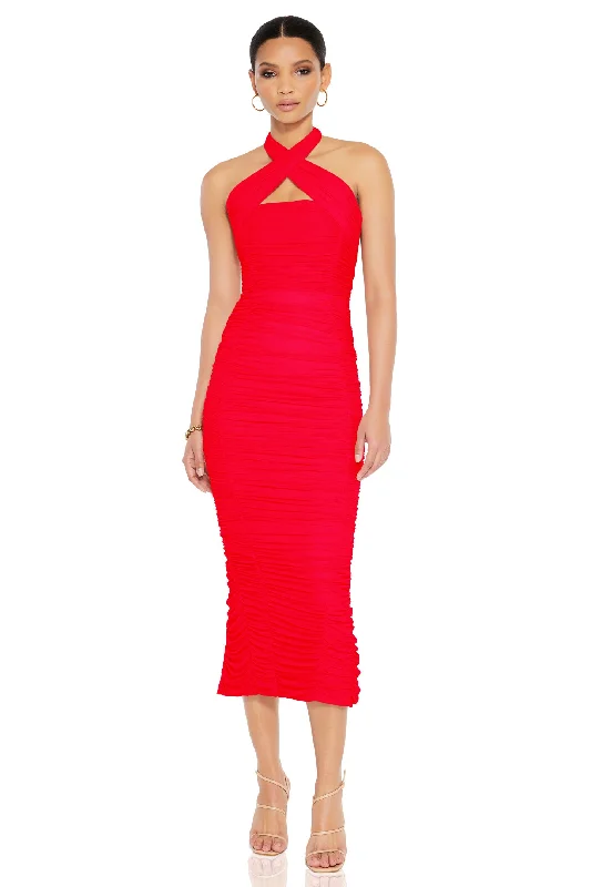 Strapless Midi Dresses-Nookie Monroe Midi Dress - Flame