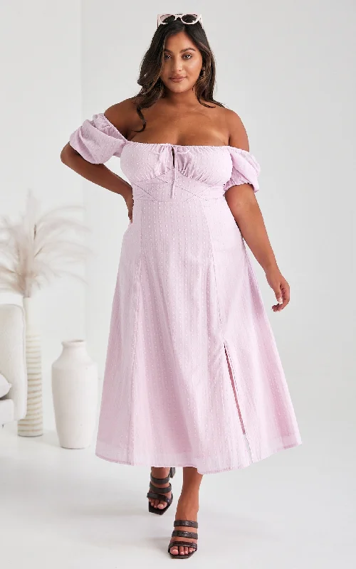 Velvet Summer Midi Dresses-Kiaya Midi Dress - Pink Lilac Texture