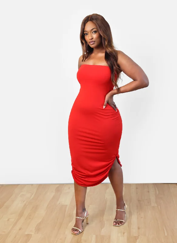 Orange Club Midi Dresses-As I Am Bodycon Double Layered Midi Dress