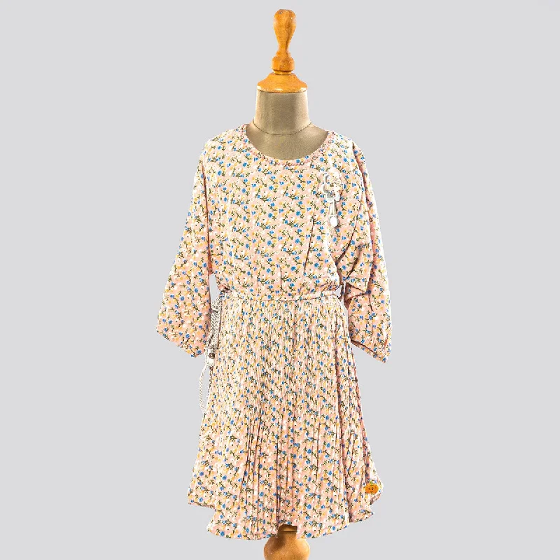 Yellow Midi Dresses-Onion Floral Printed Midi for Girls