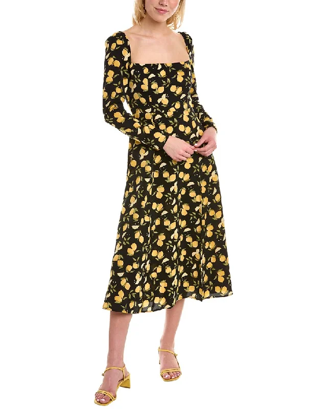 Vintage Satin Midi Dresses-O.P.T. Lemon Midi Dress