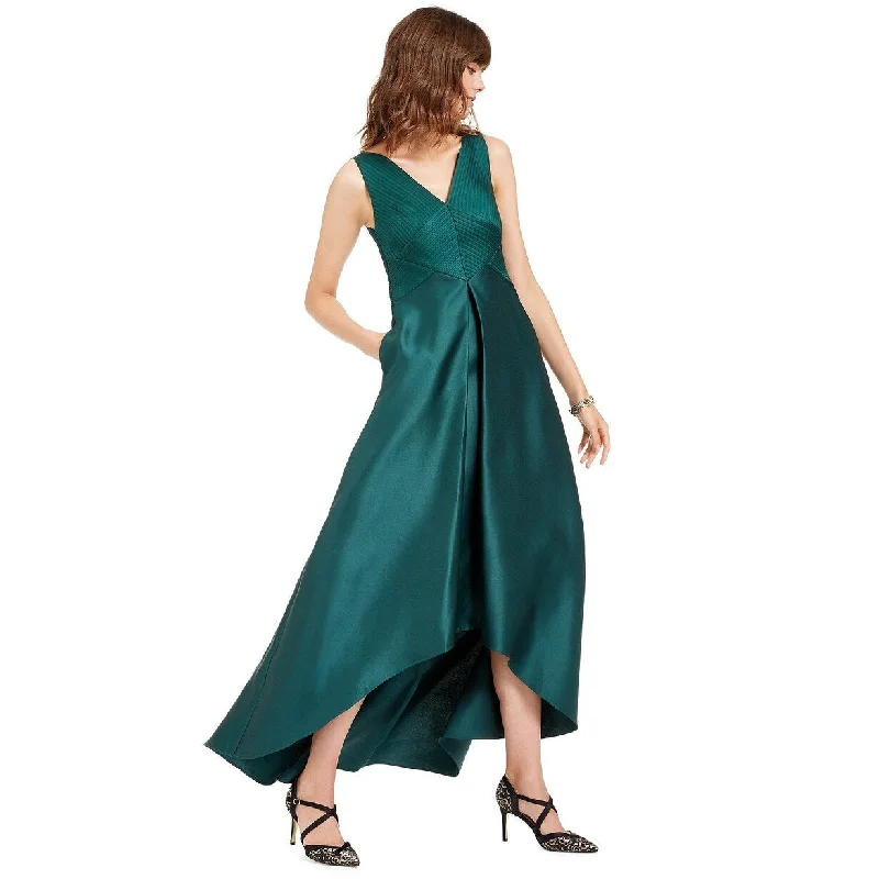 Tie Dye Plus Size Evening Dress-Adrianna Papell Women's High-Low Mikado Gown Dark Green Size 2