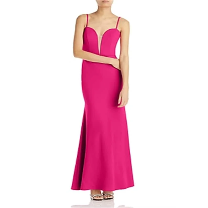 Petite Off Shoulder Evening Dress-Aqua Women's Plunge Neck Gown Pink Size 2