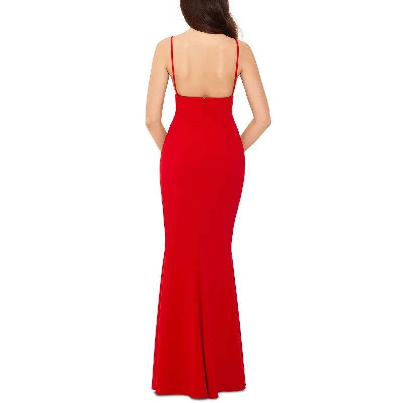 Yellow Long Evening Dress-Betsy & Adam Women's Spaghetti Strap Solid Gown Red Size 6