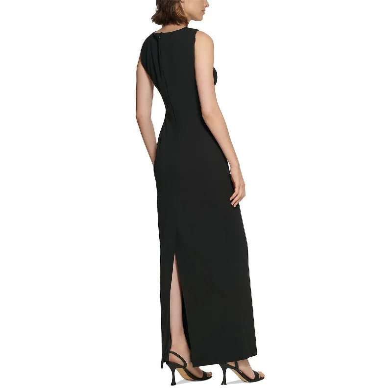 Navy Off Shoulder Evening Dress-Calvin Klein Women's Scuba Crepe Knot Front Gown Black Size 4