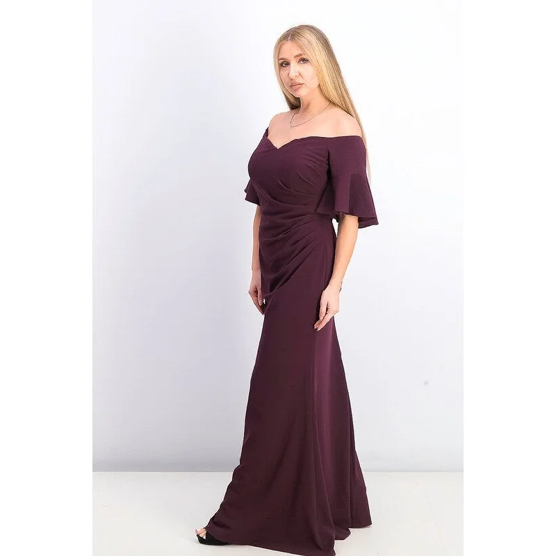 Party White Evening Dress-Calvin Klein Women's Sweetheart Off-The-Shoulder Gown Purple Size 6