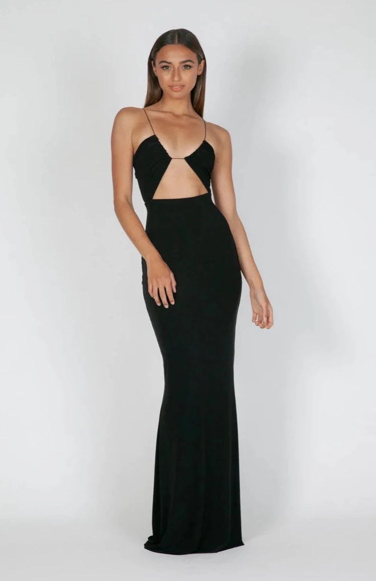 Striped Teens Evening Dress-Cher Gown (Black)