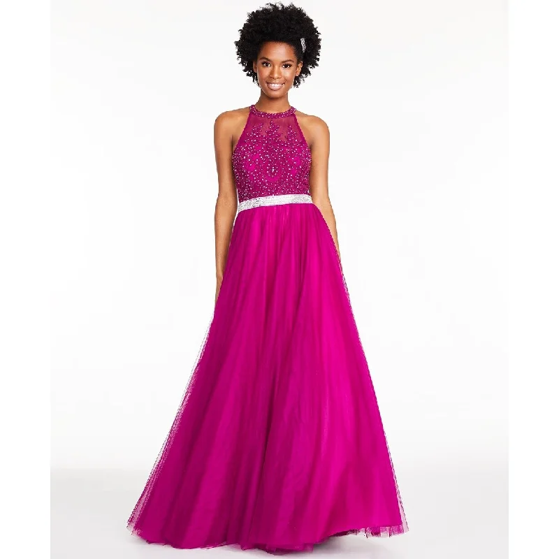 Sexy Velvet Evening Dress-City Studios Junior's Embroidered Tulle Gown Pink Size 1