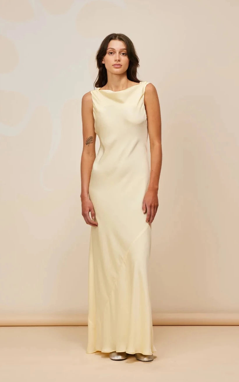 Cheap V Neck Evening Dress-Firebird Cowl Gown (Butter)