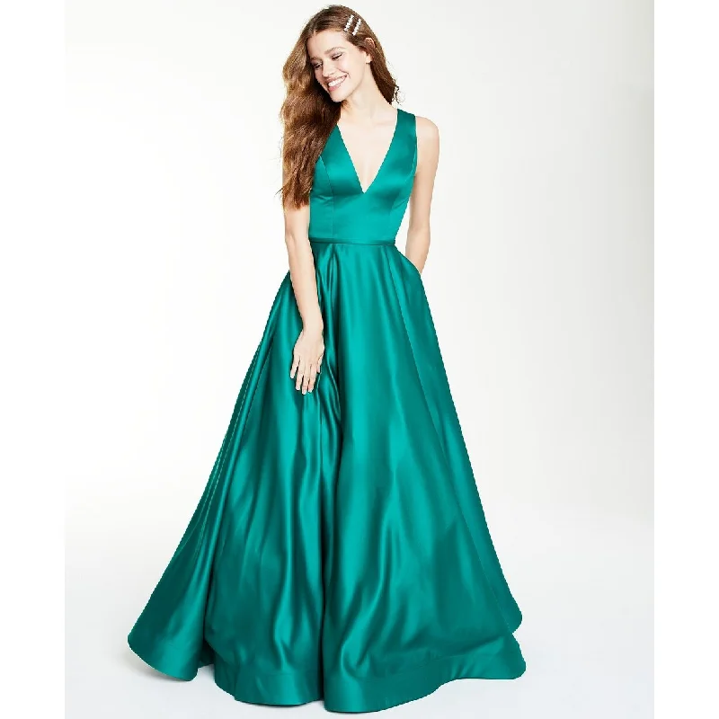 Blue Velvet Evening Dress-Glamour By Women's Terani Juniors' Satin Gown Bright Green Size 4