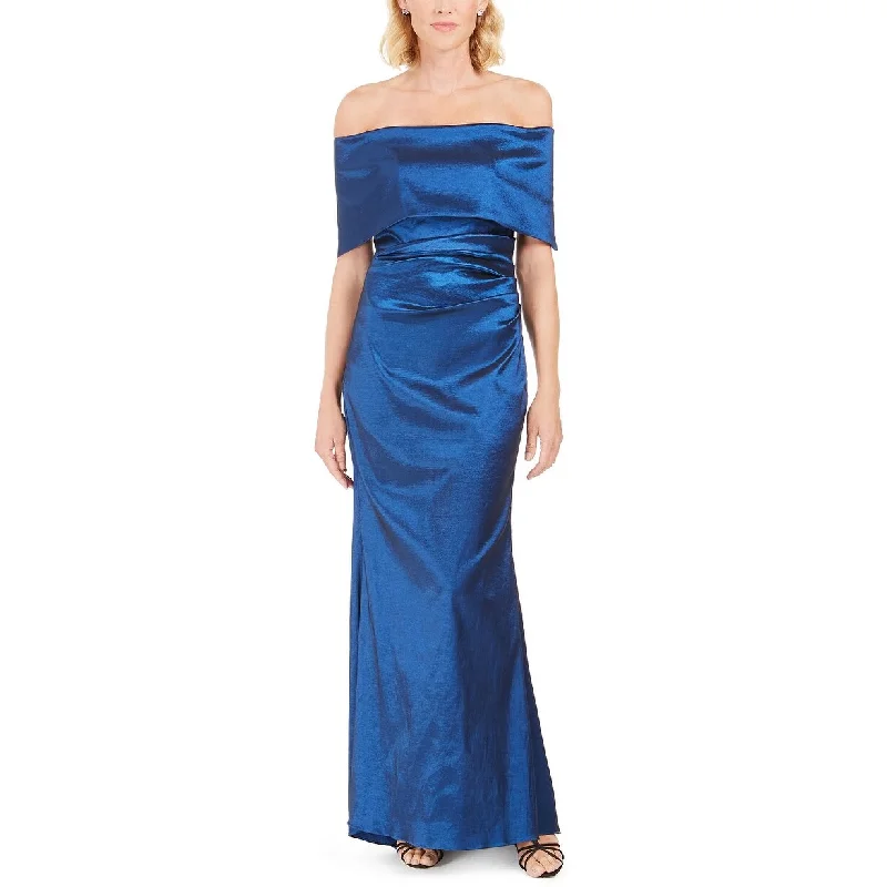 Chiffon Grey Evening Dress-Vince Camuto Women's Off The Shoulder Gown Dark Blue Size 10