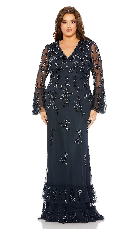 Long Sleeve Black Maxi Dresses-Mac Duggal Long Plus-Size Formal Dress 9239