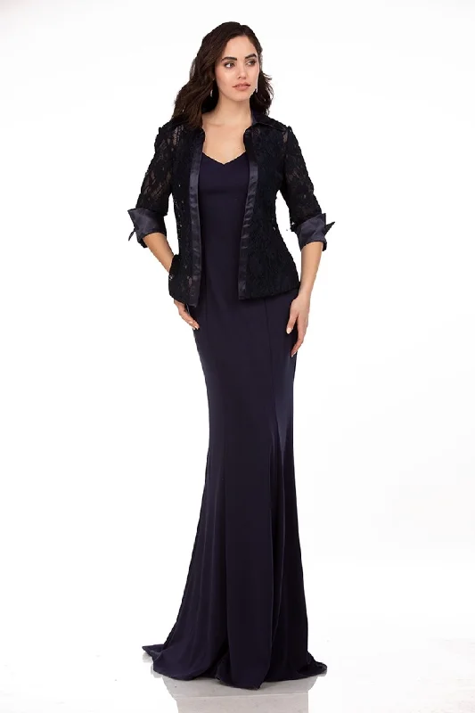 Silk Embroidered Evening Dress-3/4 Sleeve 2-Piece Jacket Dress by Abby Paris 986063W