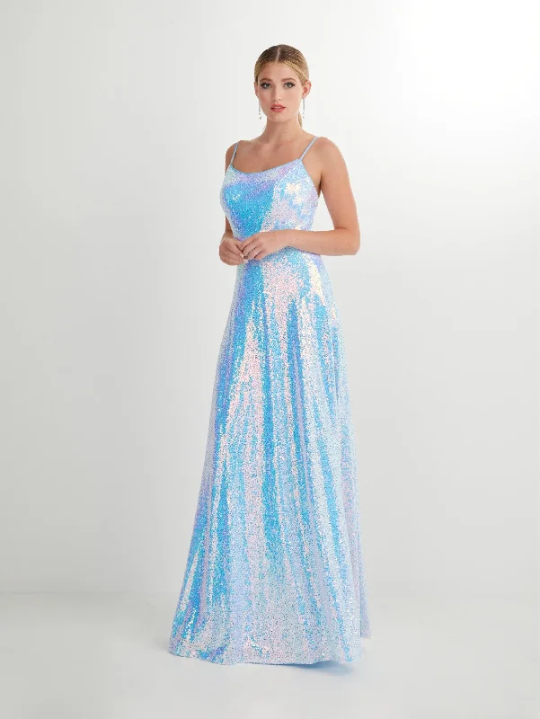 Beaded Maternity Evening Dress-Iridescent Sequin Sleeveless A-line Gown by Studio 17 12915