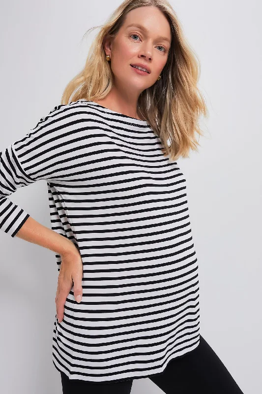 Velvet Boho Maxi Dresses-Black and White Stripe The Perfect Longsleeve Tee