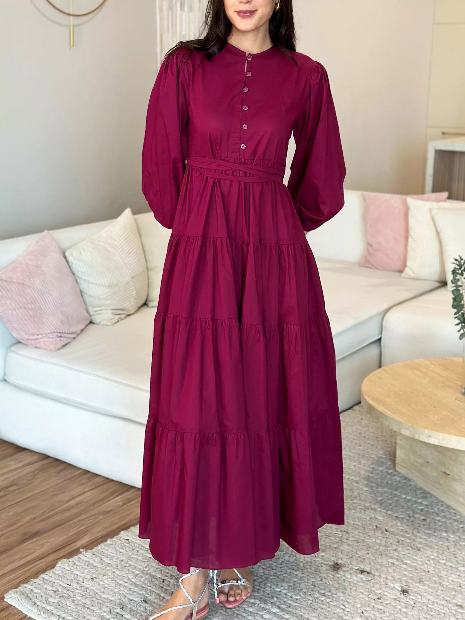 Club Maxi Dresses-Cardinal Cotton Long Dress