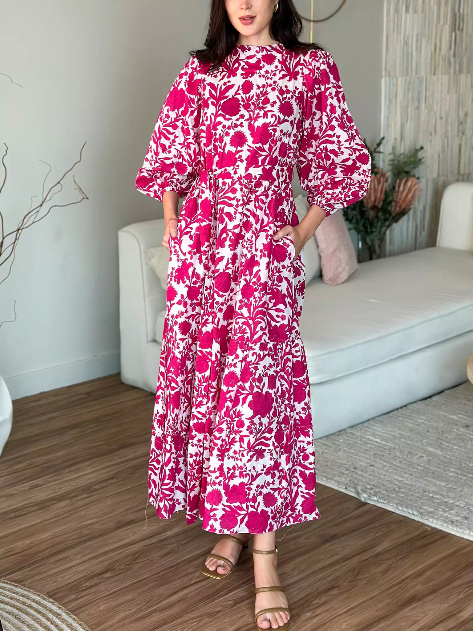 Casual Red Maxi Dresses-Hermione Long Pink Dress