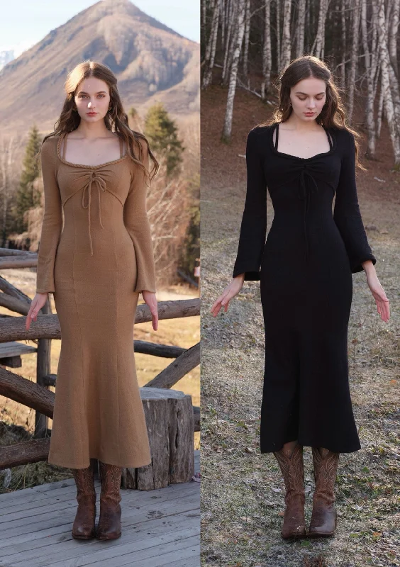 Cheap Casual Maxi Dresses-Long Vacation Knitted Dress