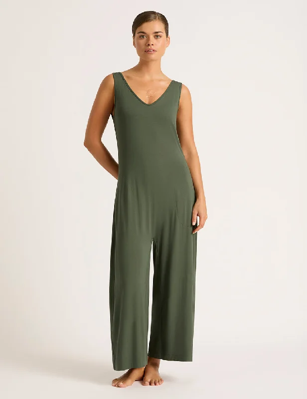 Maternity Pink Maxi Dresses-Long Jumpsuit - Moss