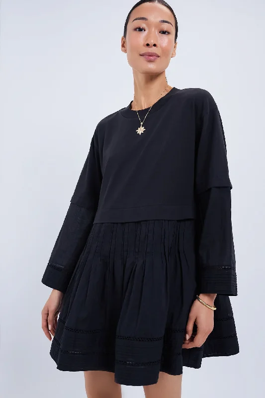 Off Shoulder Club Maxi Dresses-Black Renata Ramie Longsleeve Tunic Dress