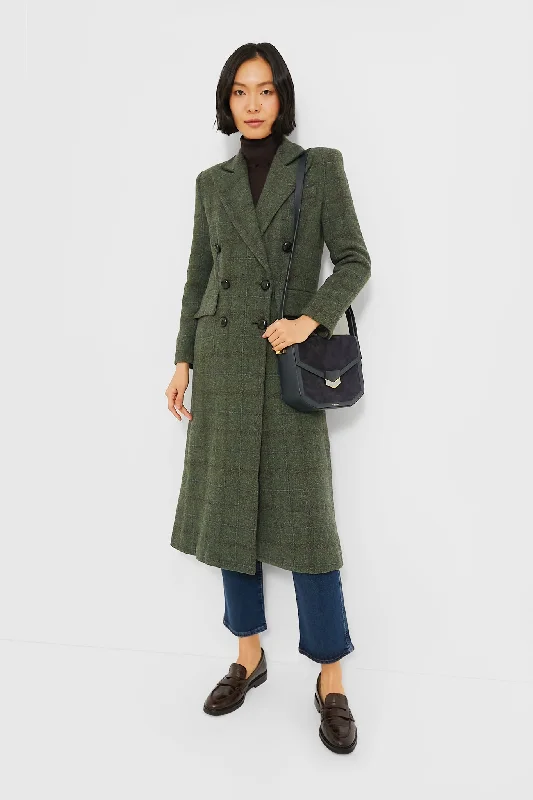 Party Lace Maxi Dresses-Green Plaid Wool Julius Long Coat