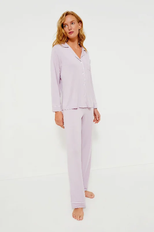 Silk Boho Maxi Dresses-Lavender Gisele Long PJ Set