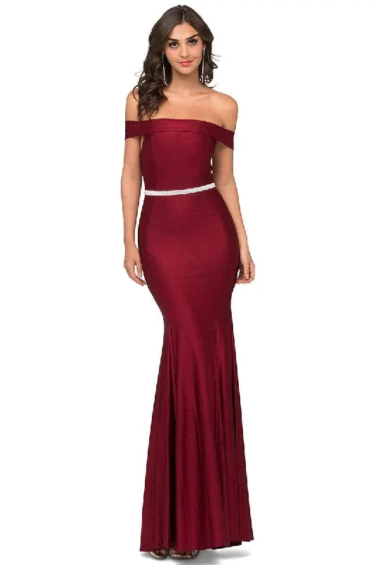 Chiffon Club Maxi Dresses-Cecilia Couture - 1423 Off-Shoulder Long Trumpet Dress