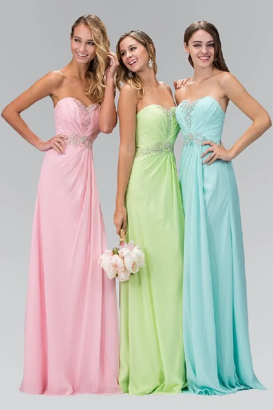 Grey Maxi Dresses-Elizabeth K Strapless Sweetheart Crystal Jeweled Long Dress GL2060 - 1 Pc Pink in Size XL Available