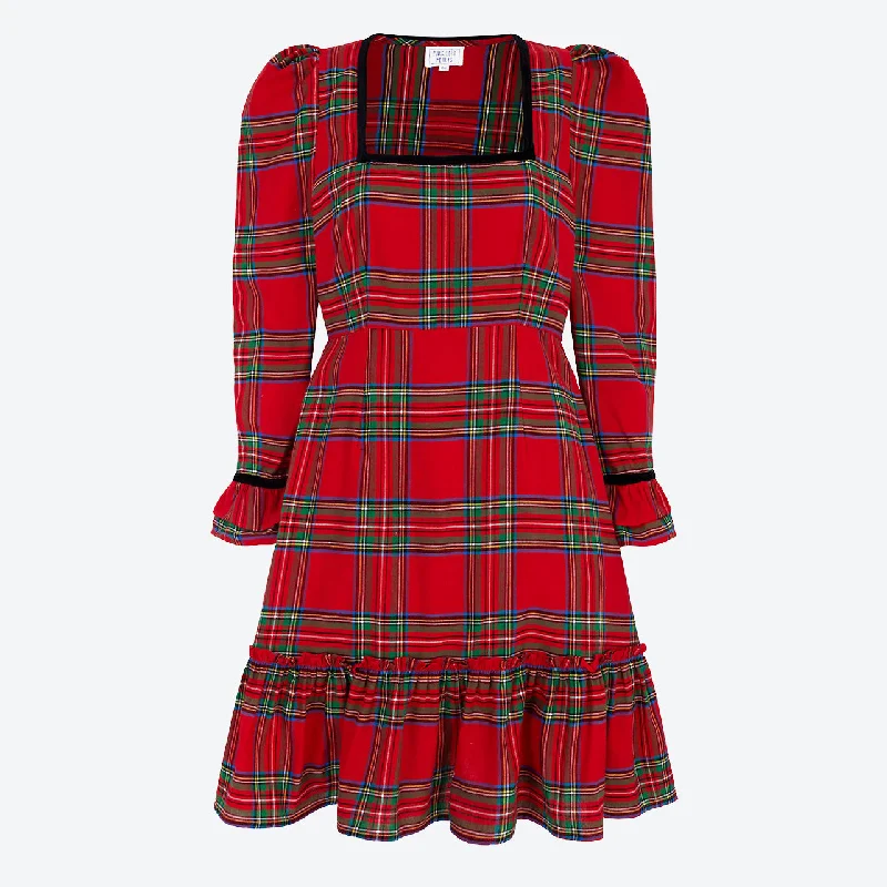 Winter Blue Mini Dresses-Pink City Prints Tartan Evelyn Mini Dress